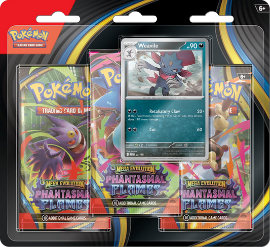 Pack 3 boosters Méga-Évolution - Flammes Fantasmagoriques (Tripack ME02) - La Cabane